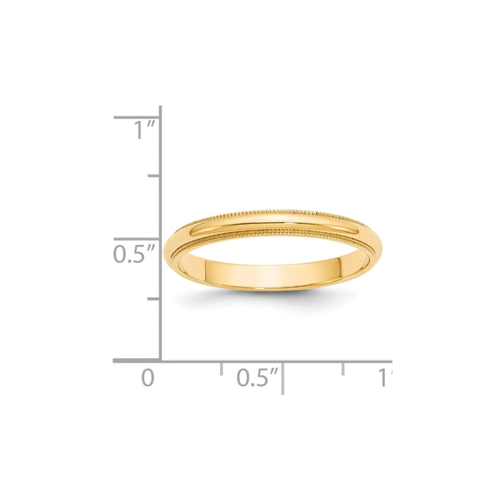 14k Yellow Or White Gold Milgrain Half Round Wedding Band