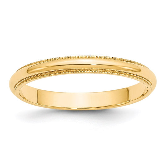 14k Yellow Or White Gold Milgrain Half Round Wedding Band