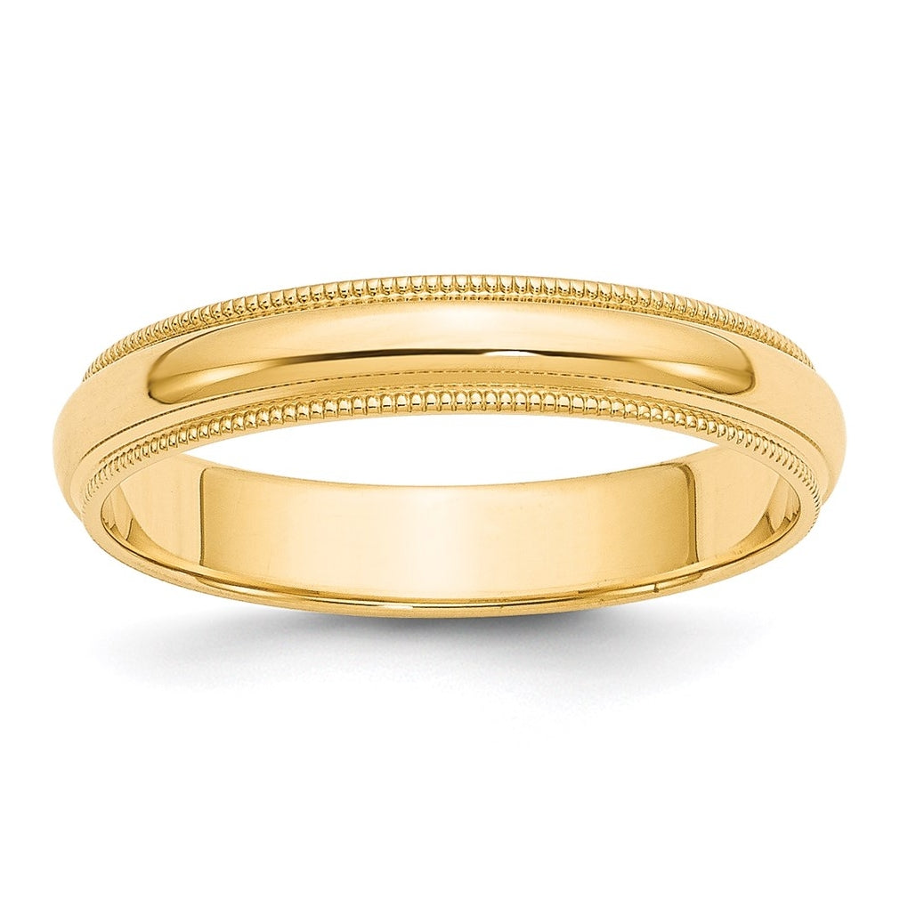 14k Yellow Or White Gold Milgrain Half Round Wedding Band