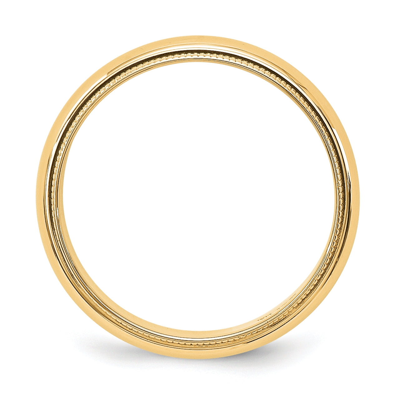 14k Yellow Gold 5mm Milgrain Half Round Wedding Band Size 5