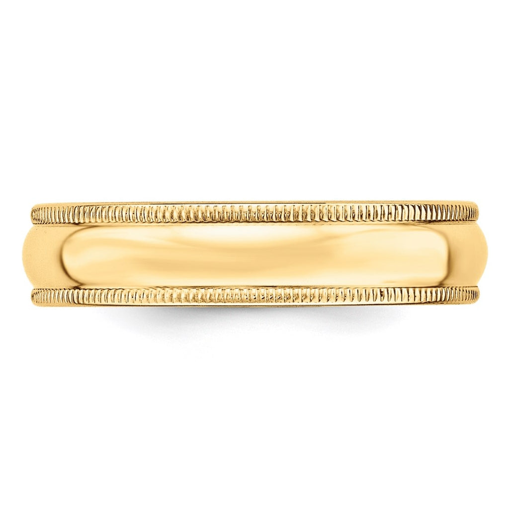 14k Yellow Or White Gold Milgrain Half Round Wedding Band