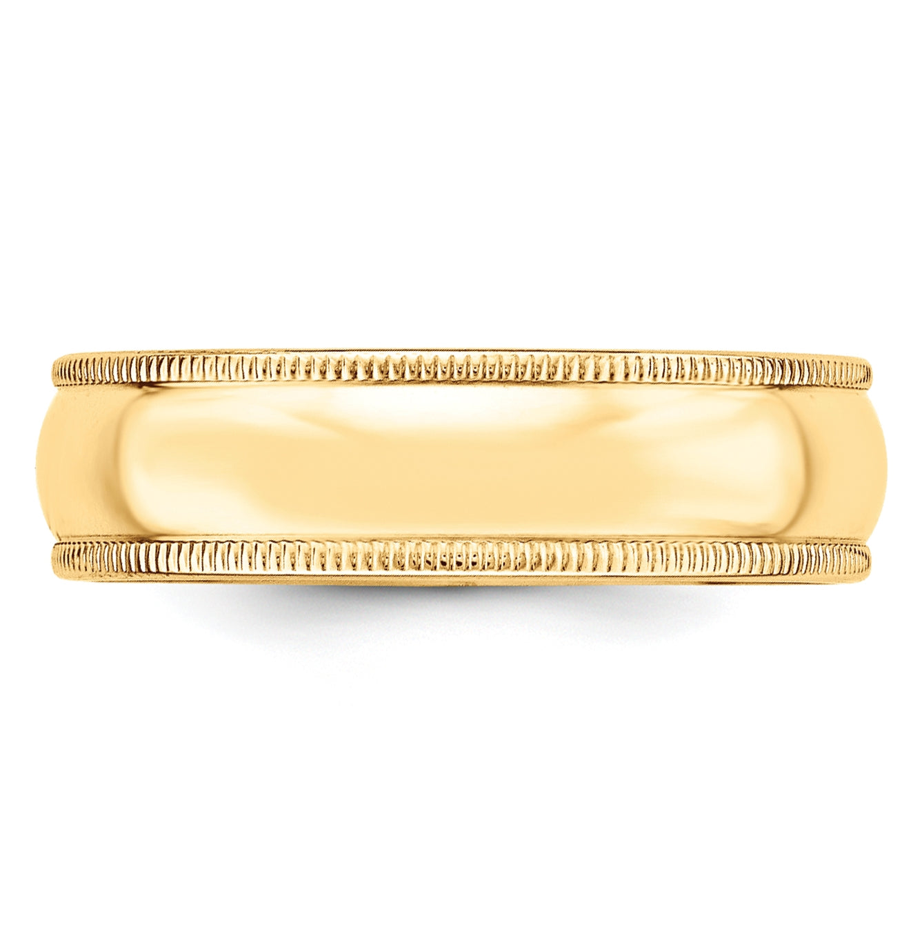 14k Yellow Gold 6mm Milgrain Half Round Wedding Band Size 4