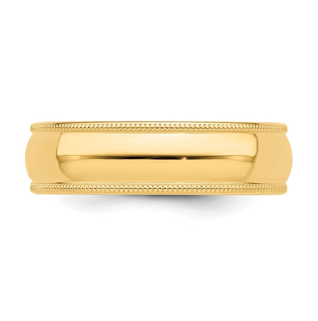 14k Yellow Or White Gold Milgrain Half Round Wedding Band