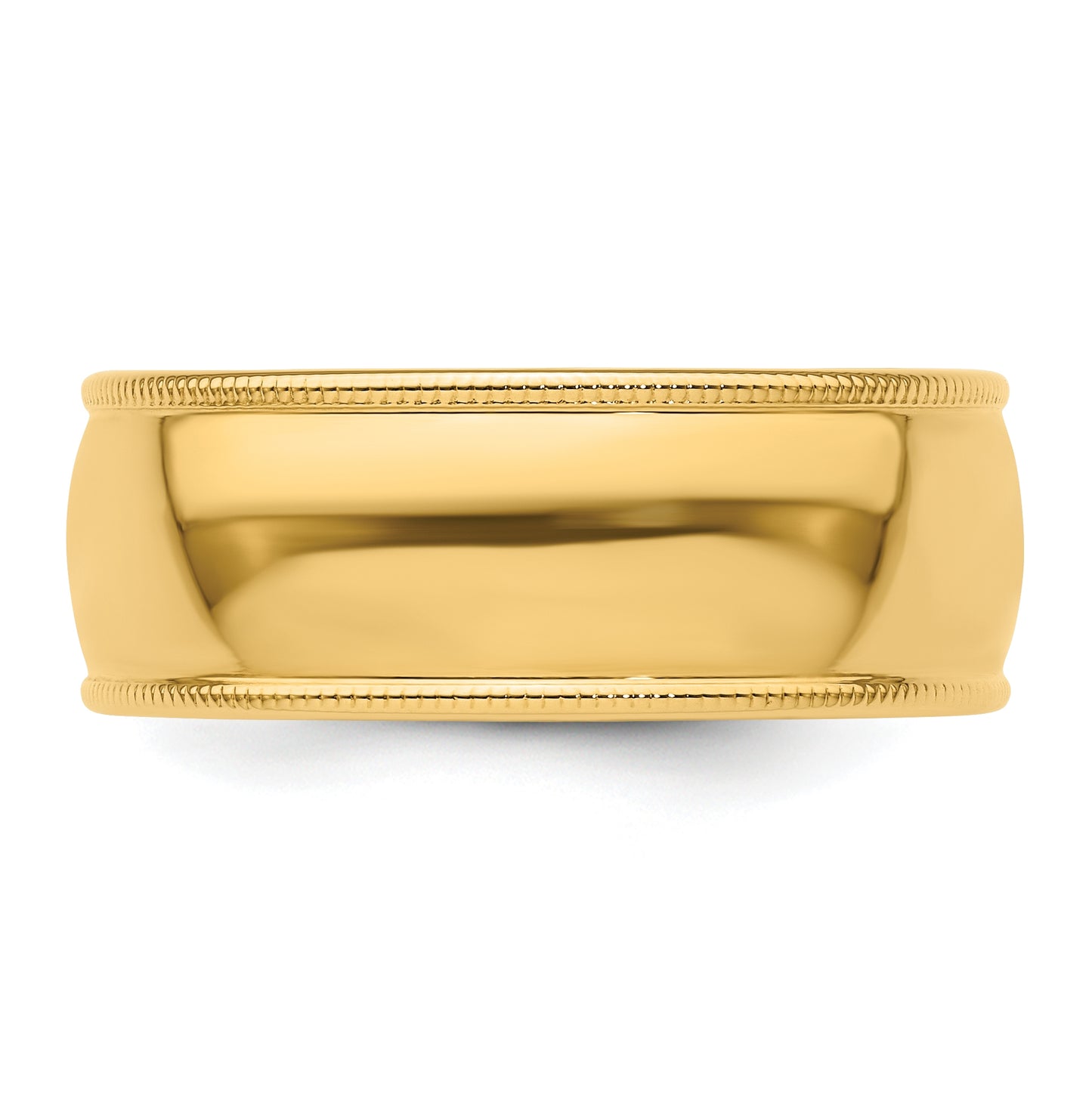 14k Yellow Gold 8mm Milgrain Half Round Wedding Band Size 4
