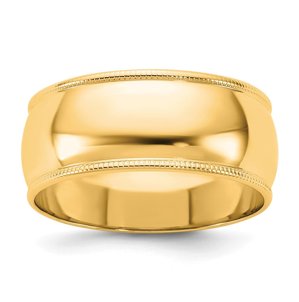 14k Yellow Or White Gold Milgrain Half Round Wedding Band