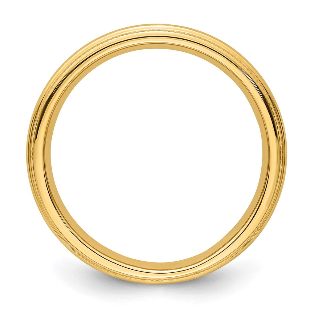 14k Yellow Or White Gold Milgrain Half Round Comfort Fit Wedding Band