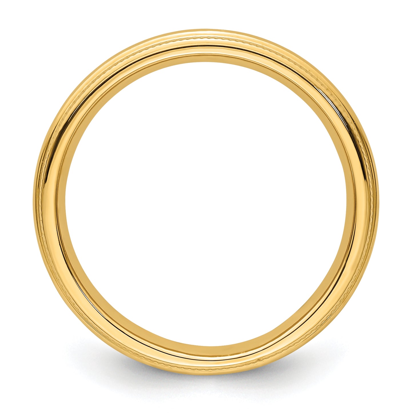 14k Yellow Gold 3mm Milgrain Half Round Comfort Fit Wedding Band Size 5.5