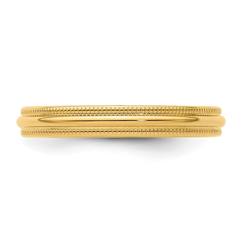 14k Yellow Or White Gold Milgrain Half Round Comfort Fit Wedding Band