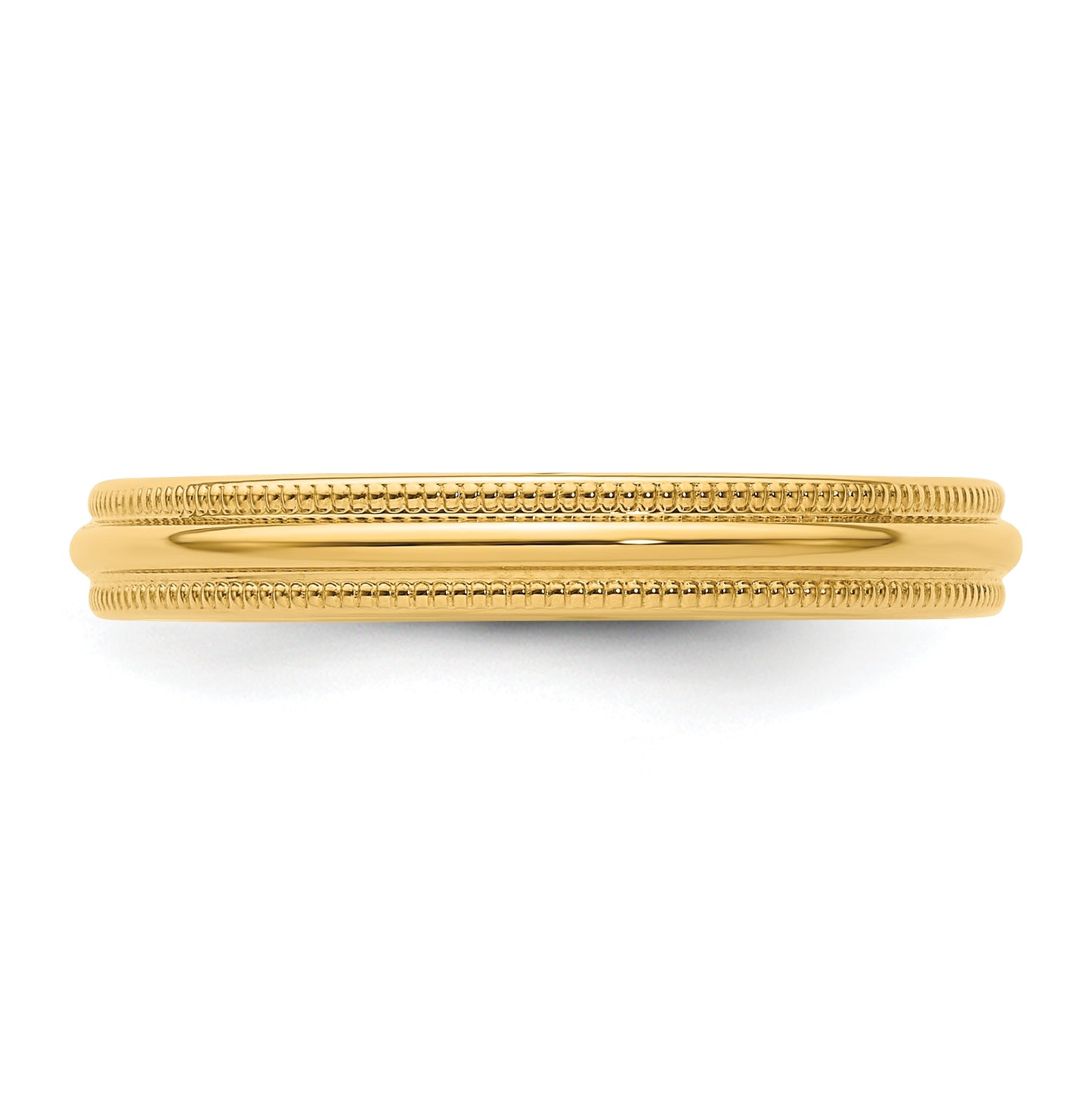 14k Yellow Gold 3mm Milgrain Half Round Comfort Fit Wedding Band Size 5