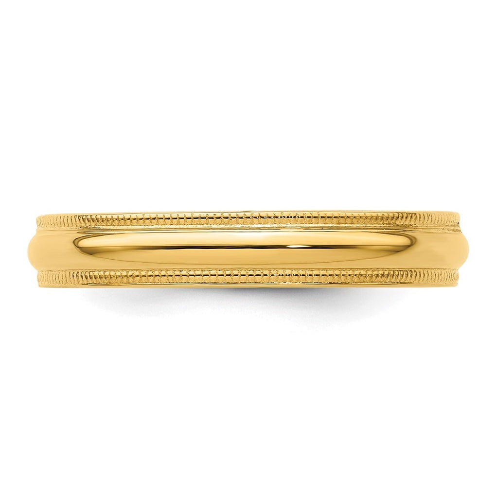 14k Yellow Or White Gold Milgrain Half Round Comfort Fit Wedding Band