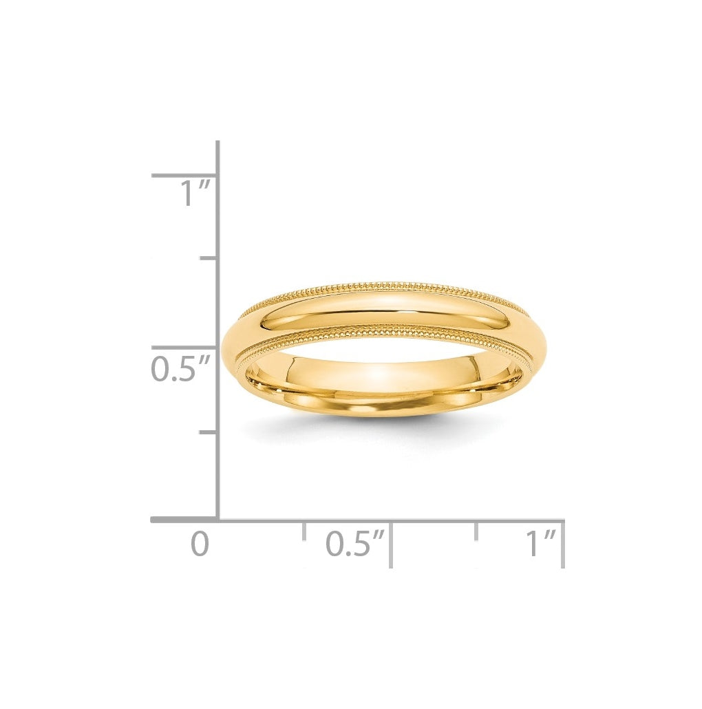 14k Yellow Or White Gold Milgrain Half Round Comfort Fit Wedding Band