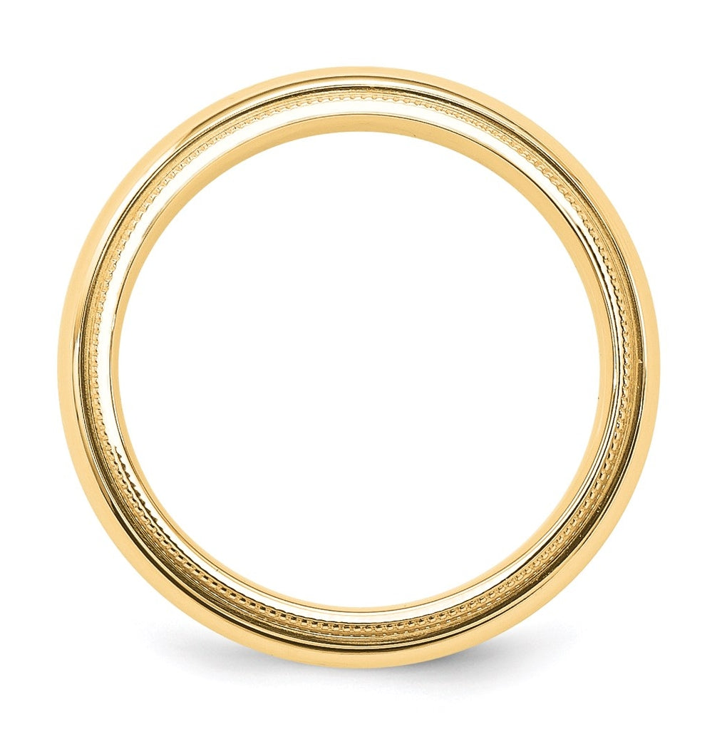 14k Yellow Or White Gold Milgrain Half Round Comfort Fit Wedding Band