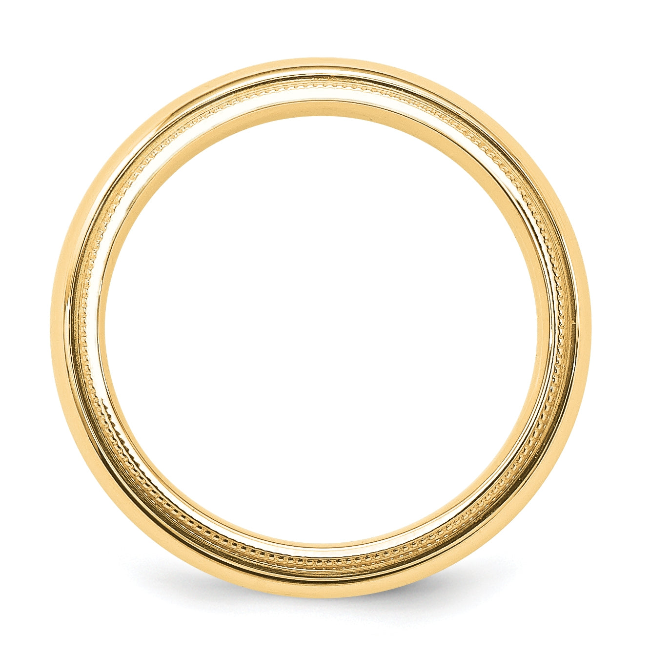 14k Yellow Gold 5mm Milgrain Half Round Comfort Fit Wedding Band Size 5.5