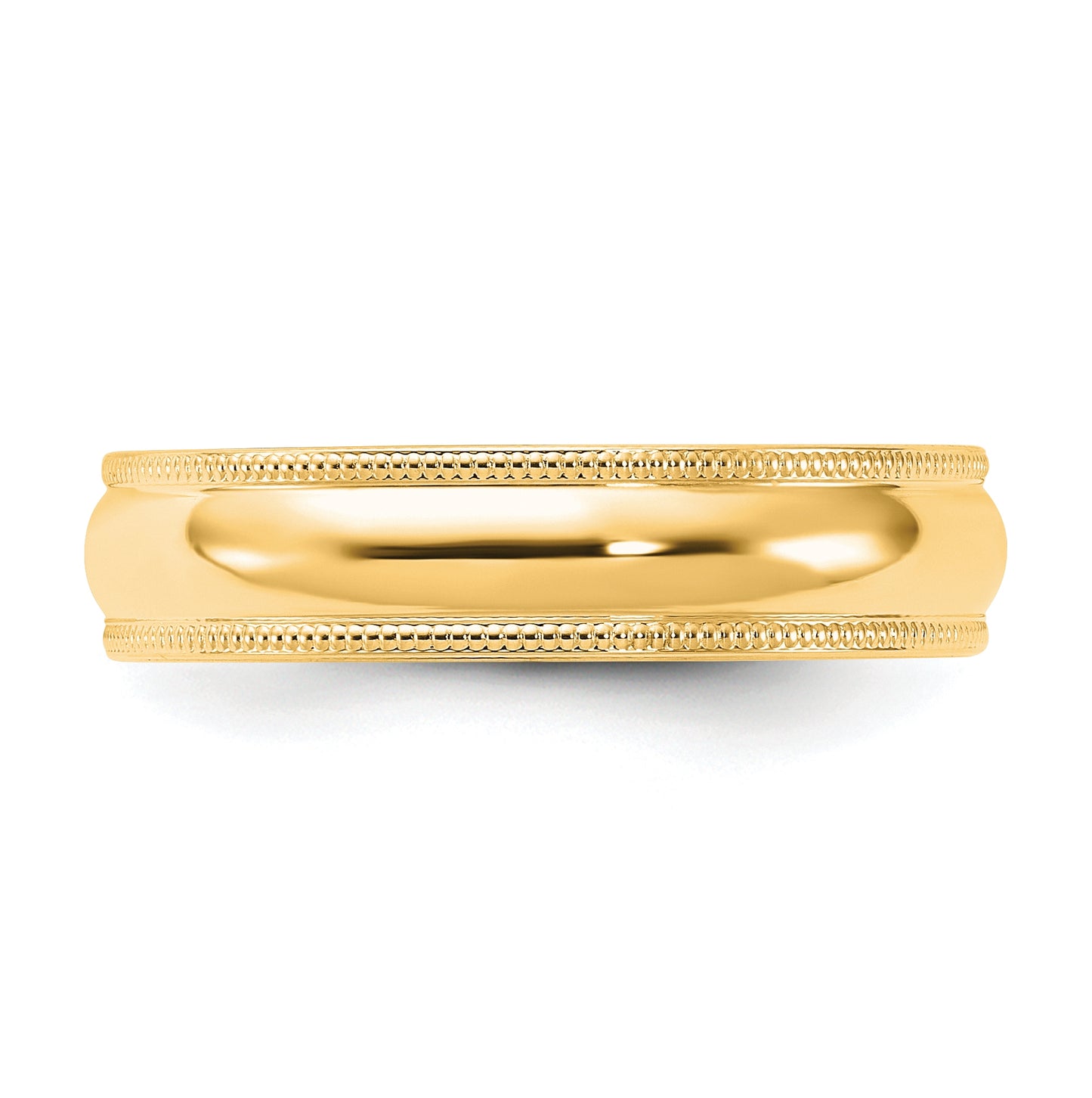 14k Yellow Or White Gold Milgrain Half Round Comfort Fit Wedding Band