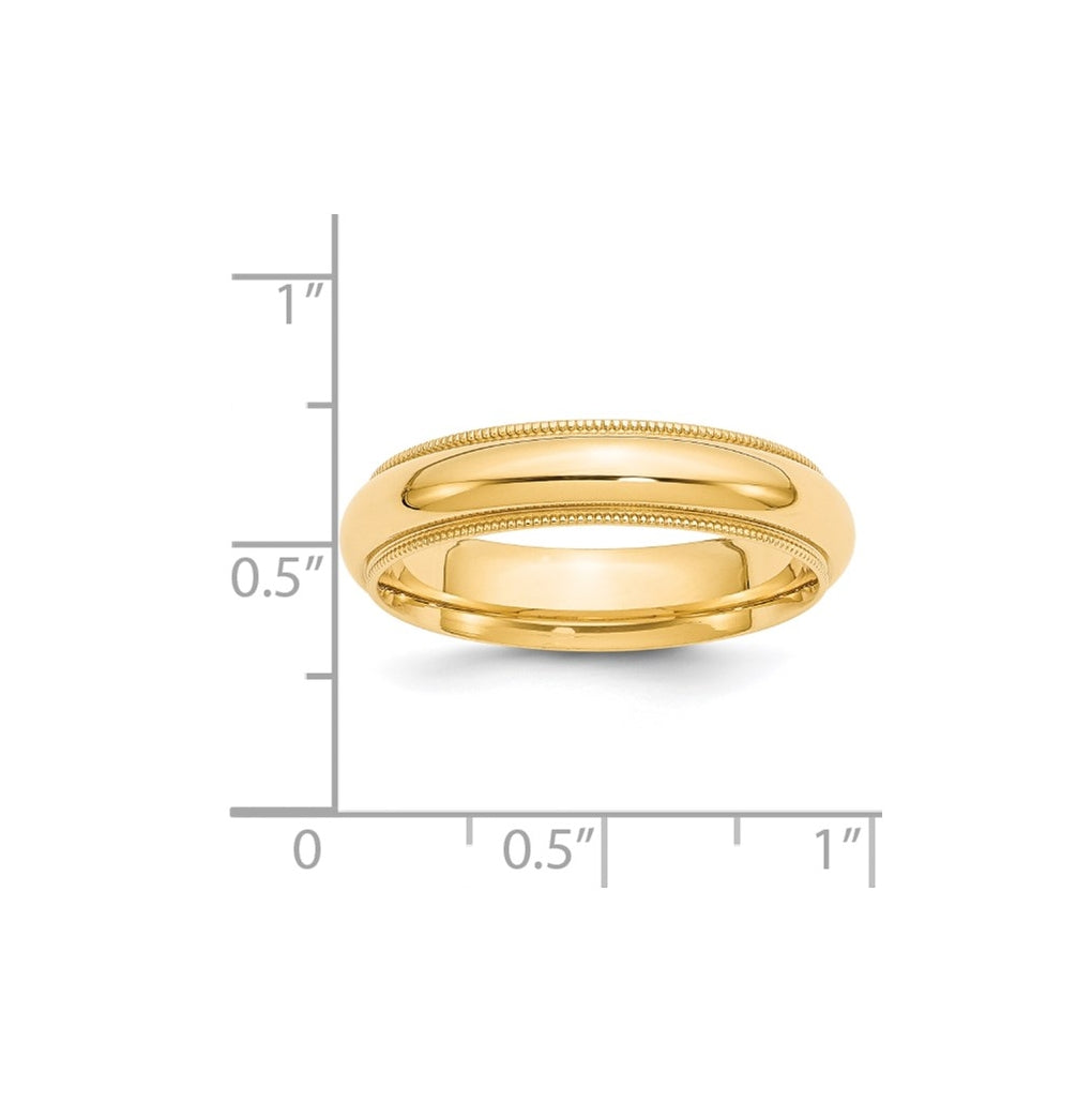 14k Yellow Or White Gold Milgrain Half Round Comfort Fit Wedding Band