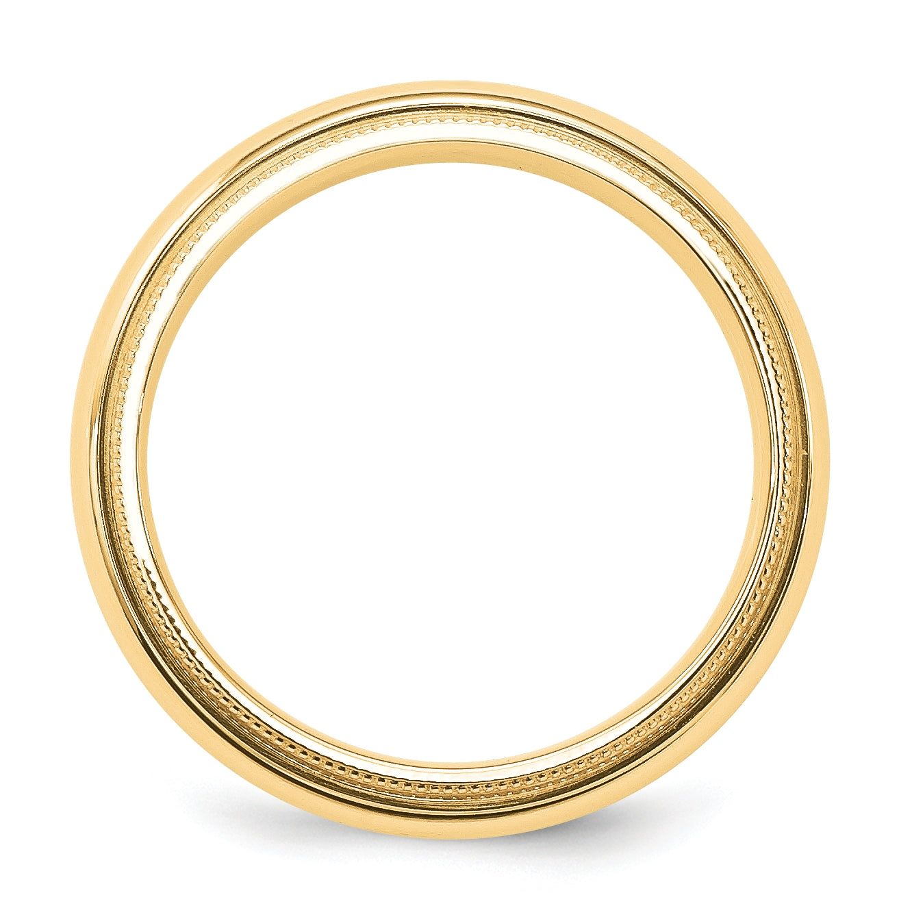 14k Yellow Gold 6mm Milgrain Half Round Comfort Fit Wedding Band Size 4