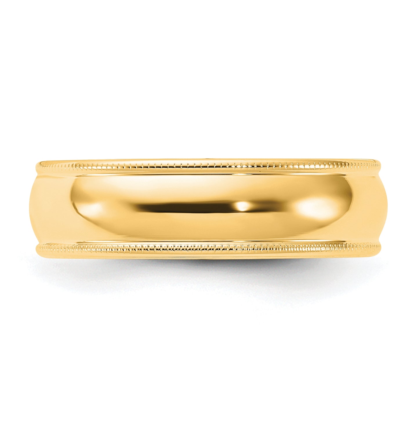 14k Yellow Or White Gold Milgrain Half Round Comfort Fit Wedding Band