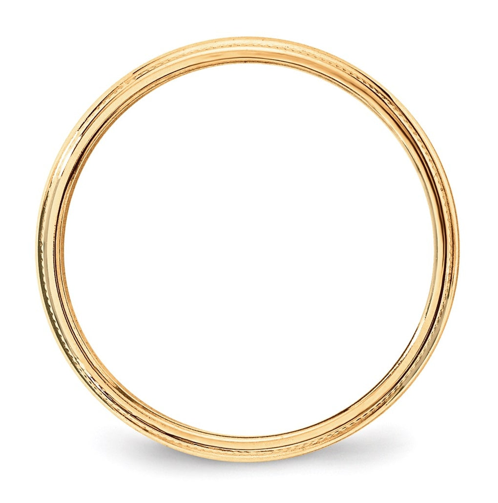 14k Yellow Or White Or Rose Gold Lightweight Milgrain Half Round Wedding Band