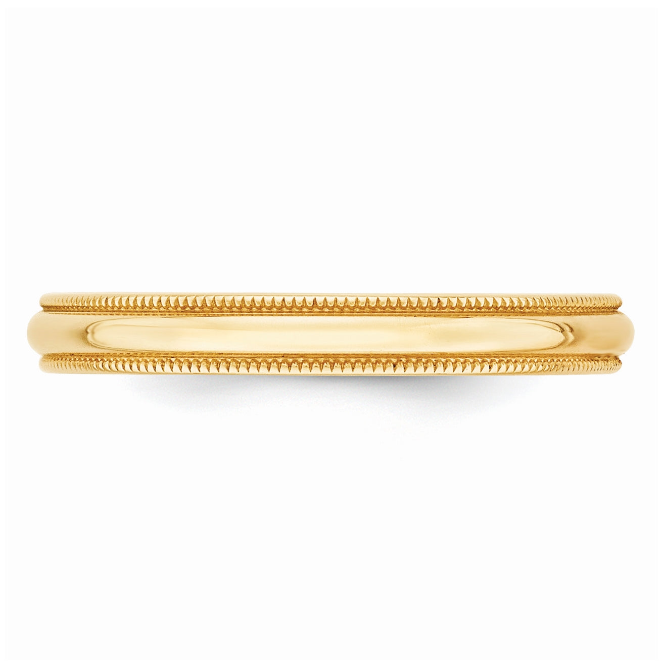 14k Yellow Gold 3mm Lightweight Milgrain Half Round Wedding Band Size 5.5