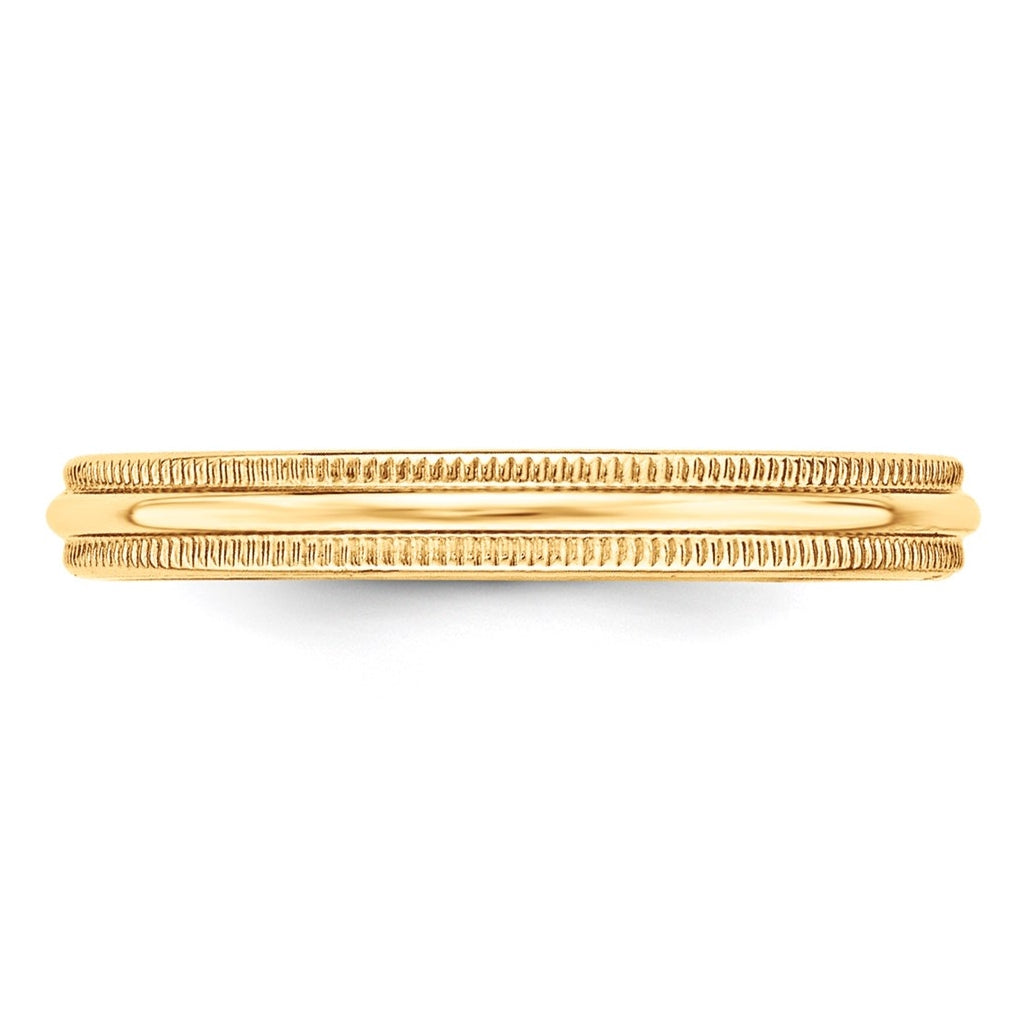 14k Yellow Or White Or Rose Gold Lightweight Milgrain Half Round Wedding Band