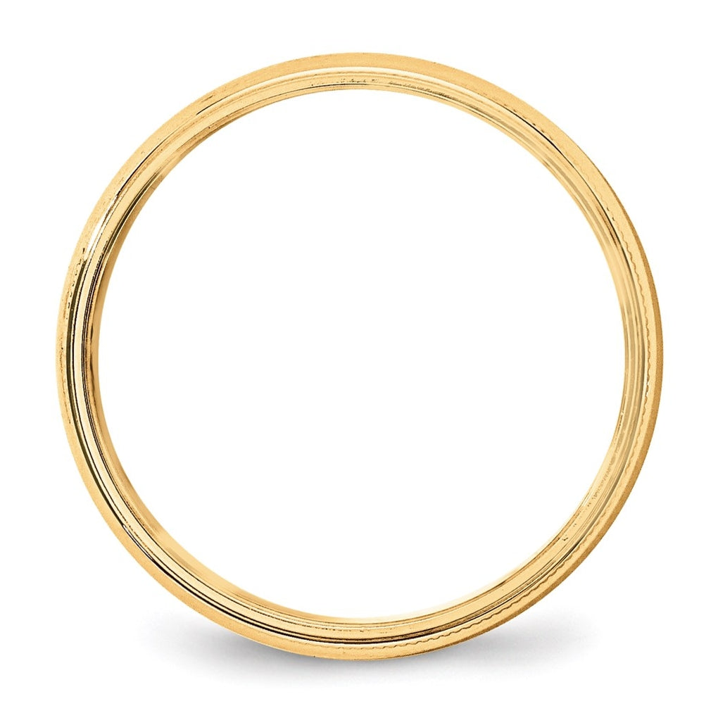 14k Yellow Or White Or Rose Gold Lightweight Milgrain Half Round Wedding Band