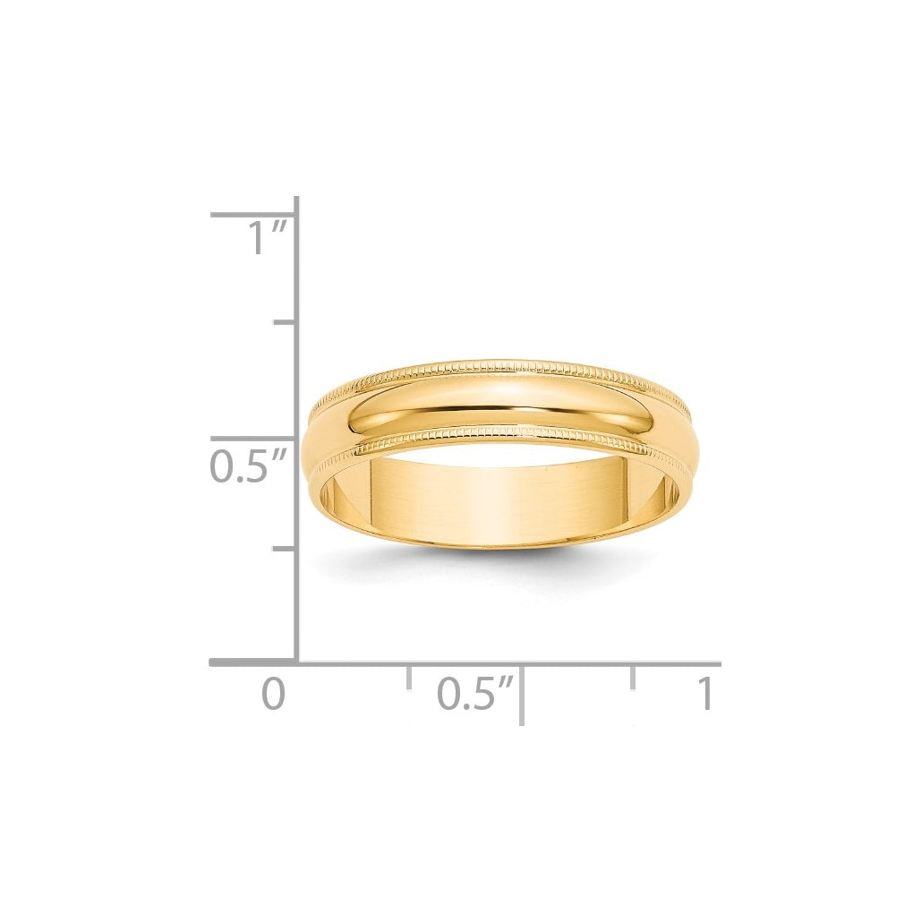14k Yellow Or White Or Rose Gold Lightweight Milgrain Half Round Wedding Band