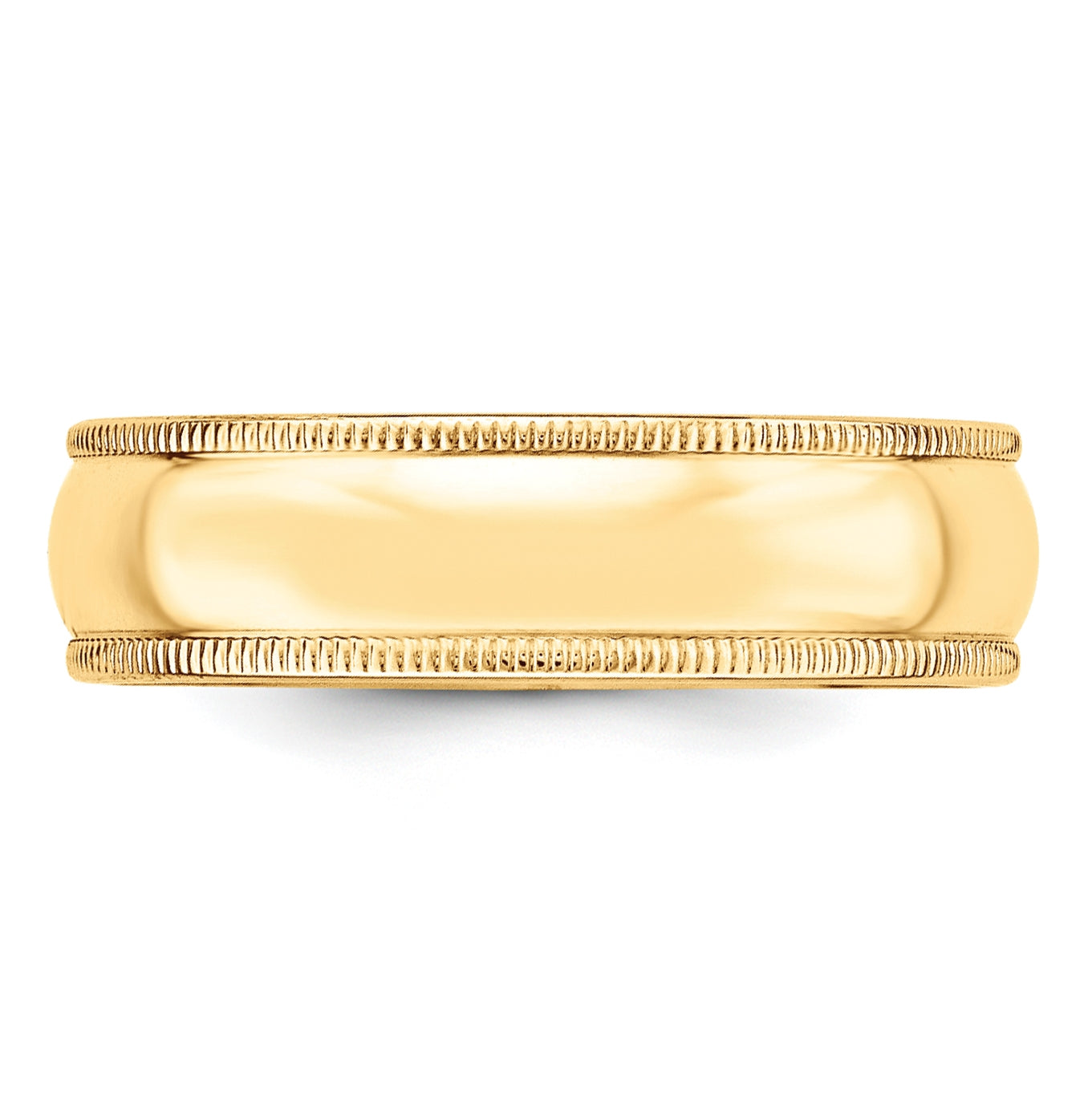 14k Yellow Gold 6mm Lightweight Milgrain Half Round Wedding Band Size 4