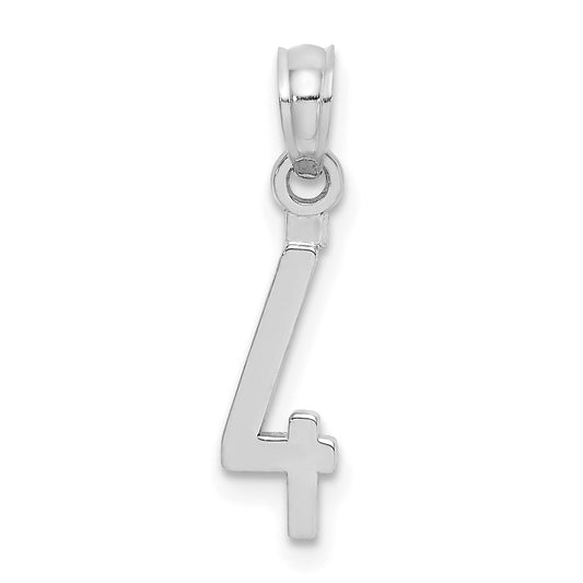 14K White Gold Polished Number 4 Pendant