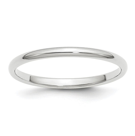 Platinum 2mm Half Round Wedding Band Size 5