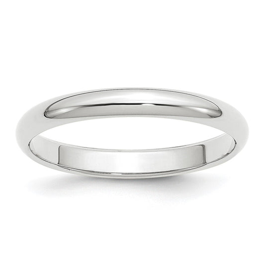 Platinum 3mm Half Round Wedding Band Size 5.5