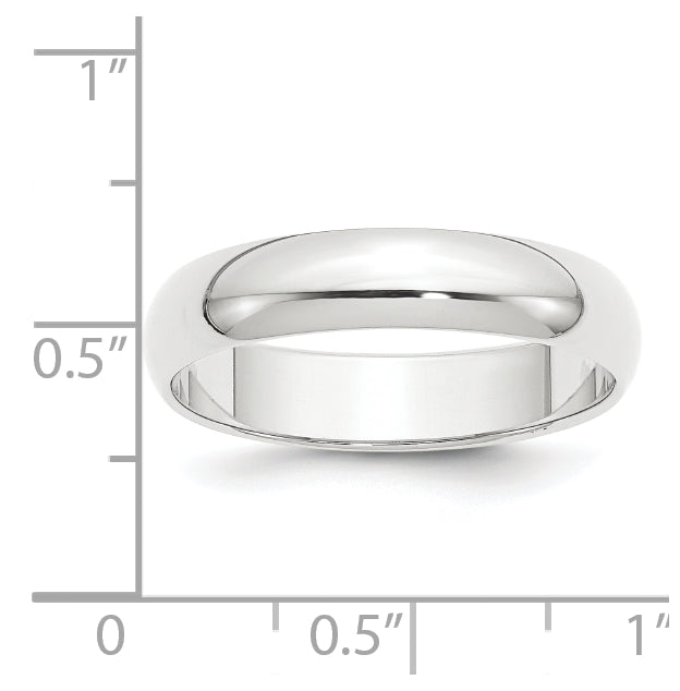 Platinum 5mm Half Round Featherweight Wedding Band Size 5.5