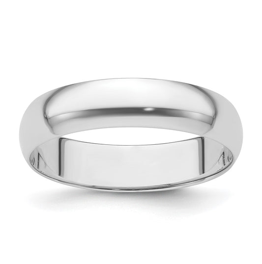 Platinum 5mm Half Round Featherweight Wedding Band Size 5.5
