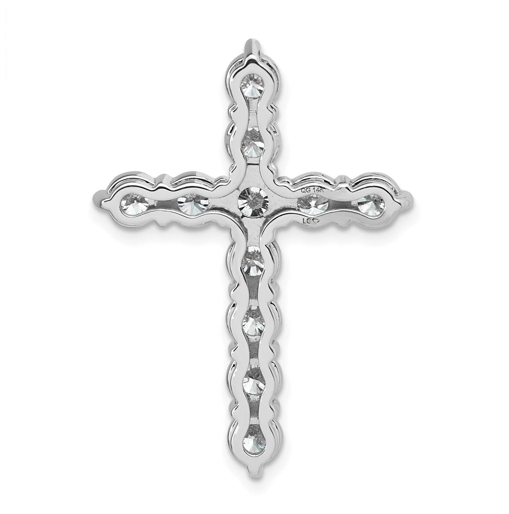 14k True Origin White Gold Lab Grown Diamond VS+ F+ Cross Pendant