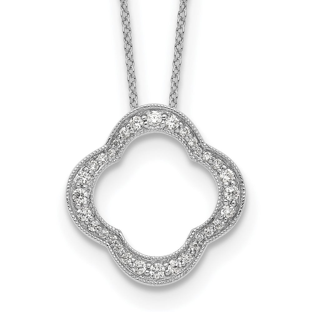 True Origin 14K White Gold 3/8 carat Lab Grown Diamond VS/SI  D E F  Quatrefoil Floral 18 inch Necklace