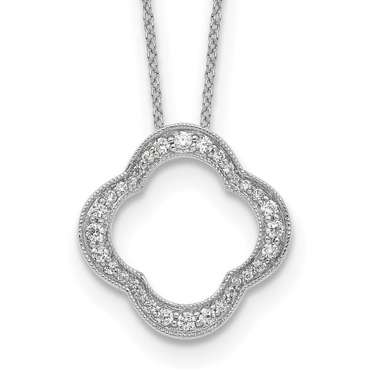 True Origin 14K White Gold 3/8 carat Lab Grown Diamond VS/SI  D E F  Quatrefoil Floral 18 inch Necklace