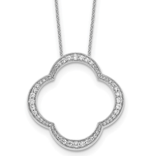 True Origin 14K White Gold 3/4 carat Lab Grown Diamond VS/SI  D E F  Quatrefoil Floral 18 inch Necklace