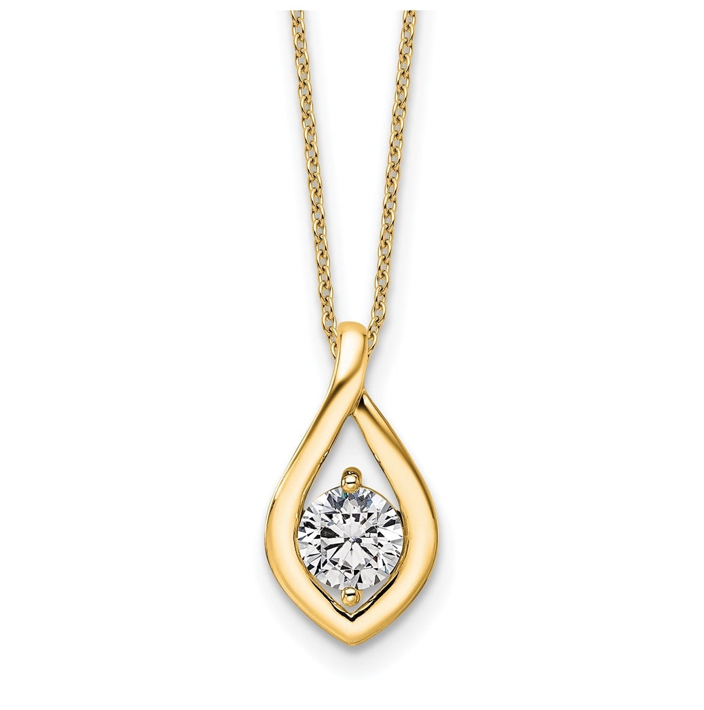 14k Yellow Gold 3/4 carat Certified Lab Grown Diamond VS/SI+ G+ Complete 18 inch Necklace