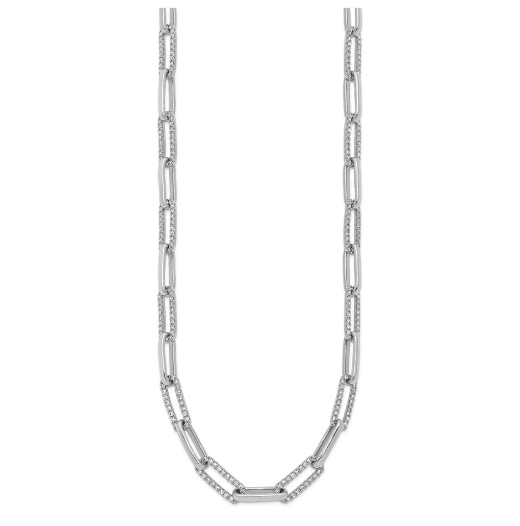 14k White Gold 3 3/4 carat Lab Grown Diamond VS/SI+ G+ 18 inch Fashion Paperclip Necklace