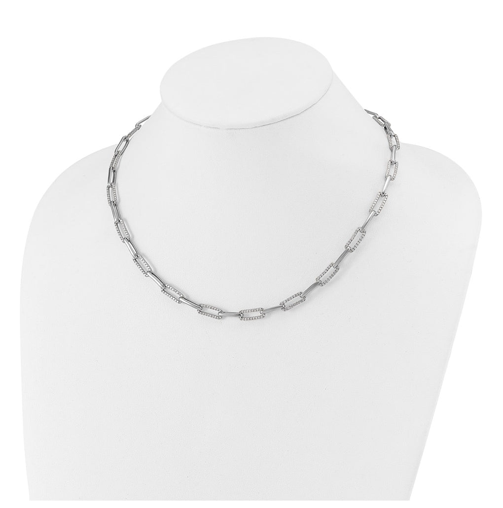 14k White Gold 3 3/4 carat Lab Grown Diamond VS/SI+ G+ 18 inch Fashion Paperclip Necklace