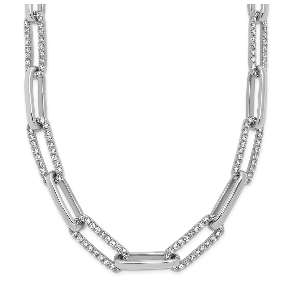 14k White Gold 3 3/4 carat Lab Grown Diamond VS/SI+ G+ 18 inch Fashion Paperclip Necklace
