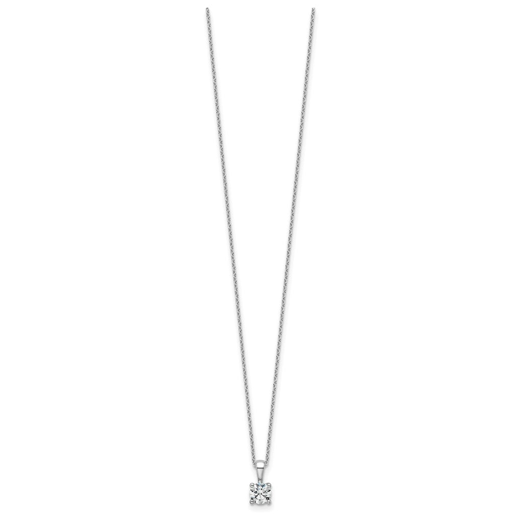 14K Yellow Or White Gold Lab Grown Diamond VS+ F+ Round Complete 18 inch Four Prong Pendant Necklace