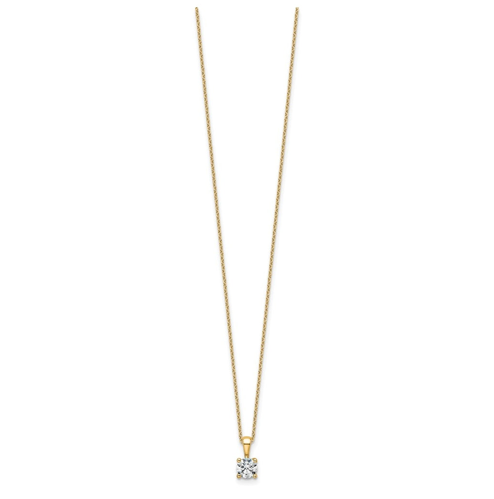 14K Yellow Or White Gold Lab Grown Diamond VS+ F+ Round Complete 18 inch Four Prong Pendant Necklace