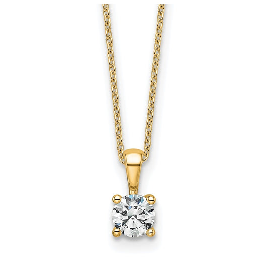 14K Yellow Or White Gold Lab Grown Diamond VS+ F+ Round Complete 18 inch Four Prong Pendant Necklace