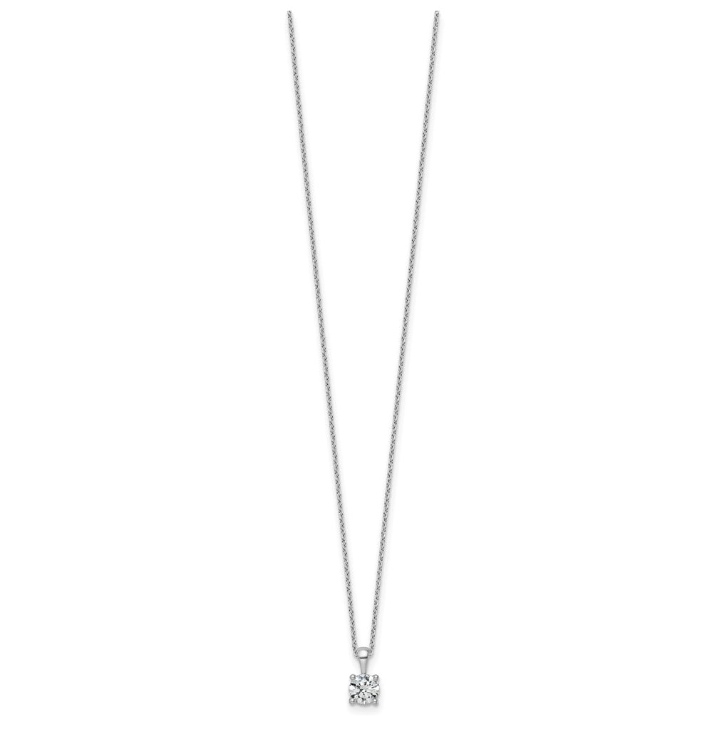14K Yellow Or White Gold Lab Grown Diamond VS+ F+ Round Complete 18 inch Four Prong Pendant Necklace