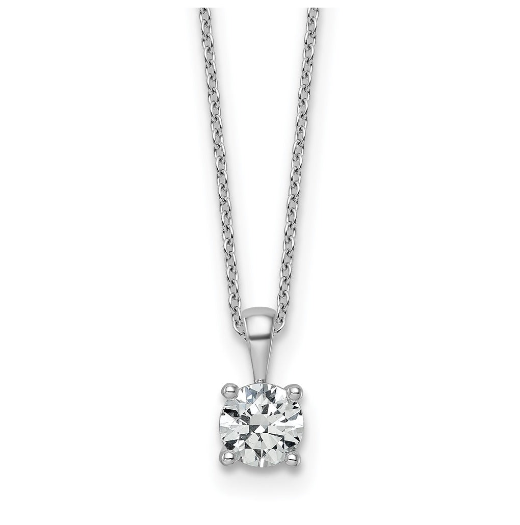 14K Yellow Or White Gold Lab Grown Diamond VS+ F+ Round Complete 18 inch Four Prong Pendant Necklace