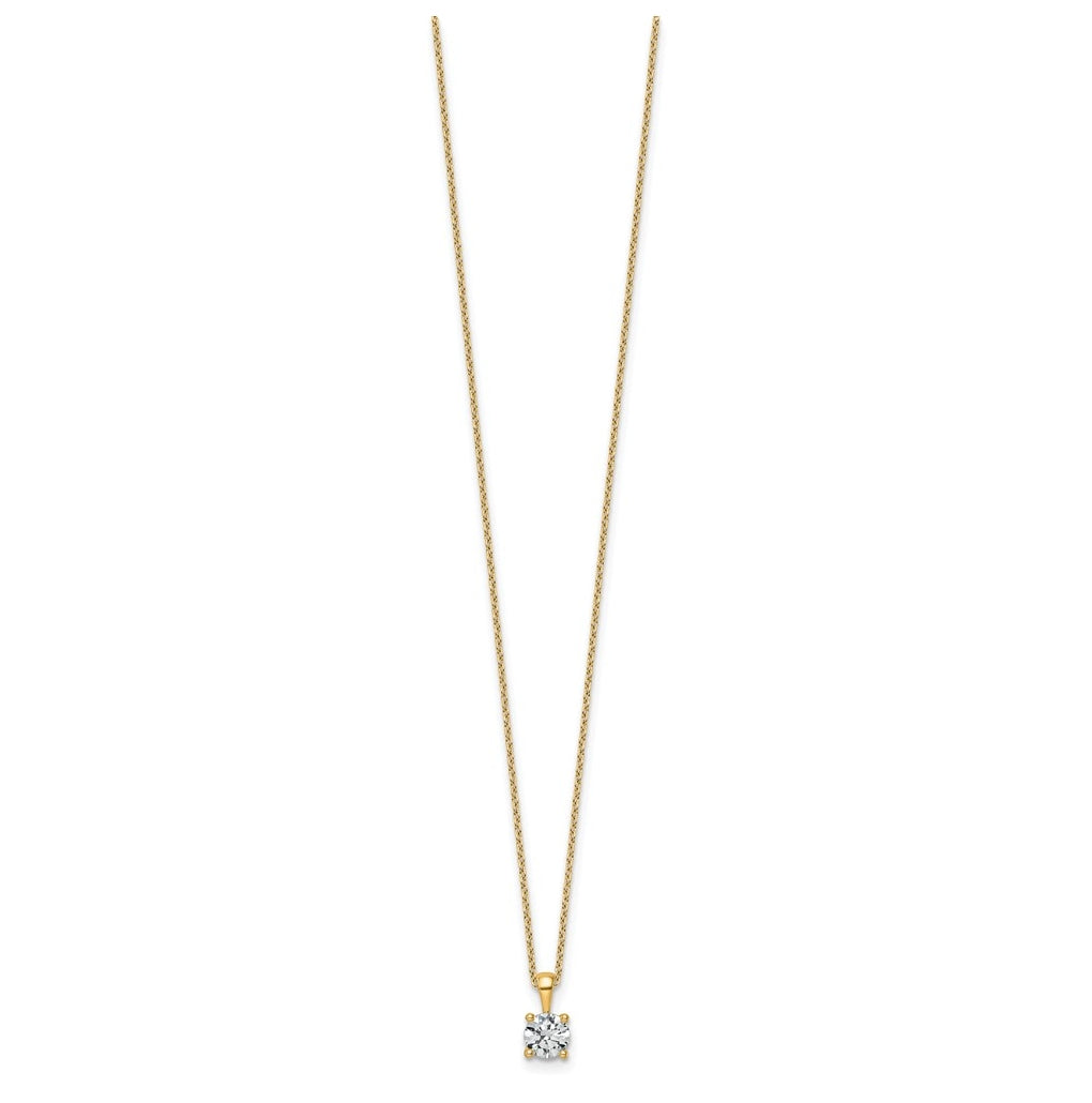 14K Yellow Or White Gold Lab Grown Diamond VS+ F+ Round Complete 18 inch Four Prong Pendant Necklace
