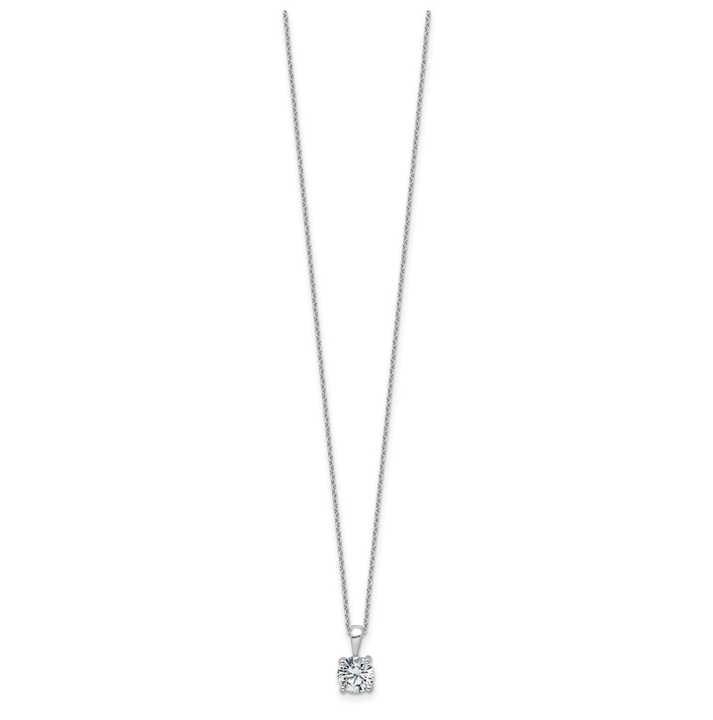 14K Yellow Or White Gold Lab Grown Diamond VS+ F+ Round Complete 18 inch Four Prong Pendant Necklace