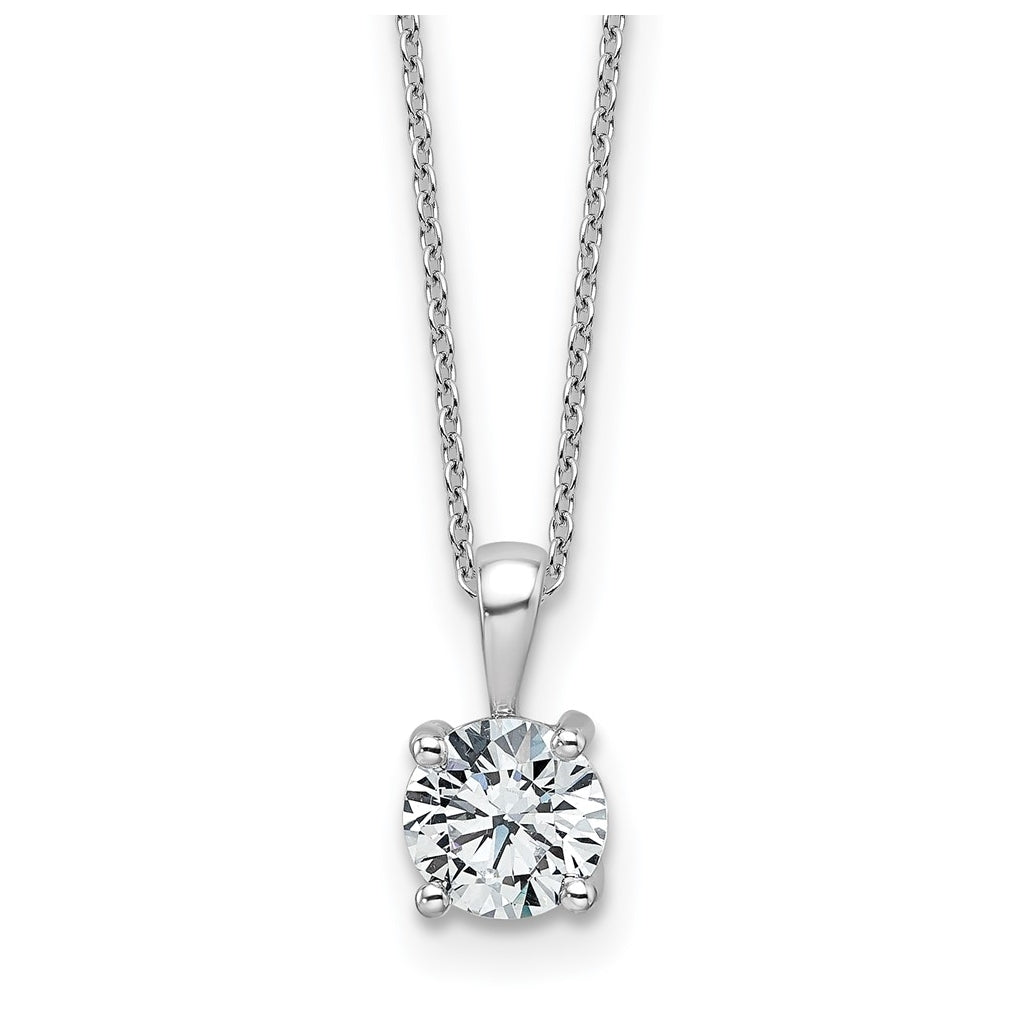 14K Yellow Or White Gold Lab Grown Diamond VS+ F+ Round Complete 18 inch Four Prong Pendant Necklace