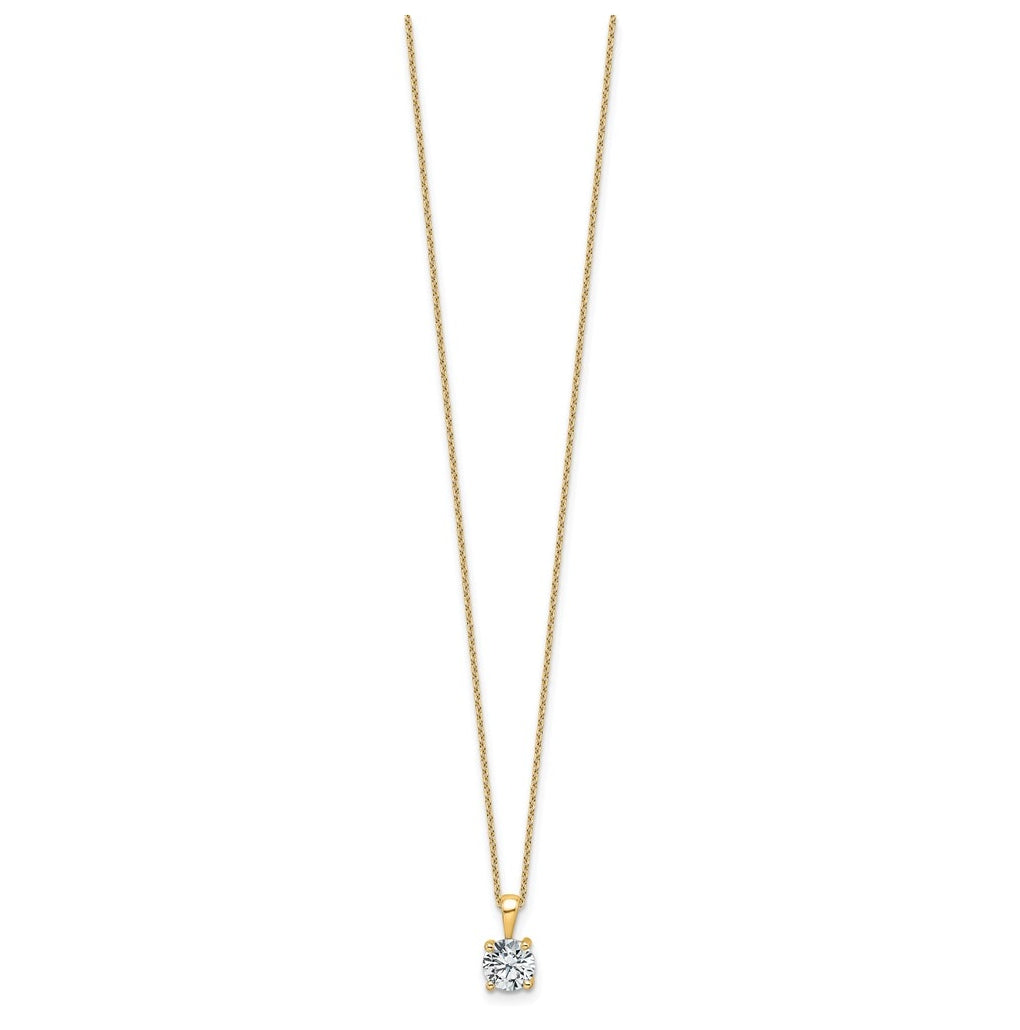 14K Yellow Or White Gold Lab Grown Diamond VS+ F+ Round Complete 18 inch Four Prong Pendant Necklace