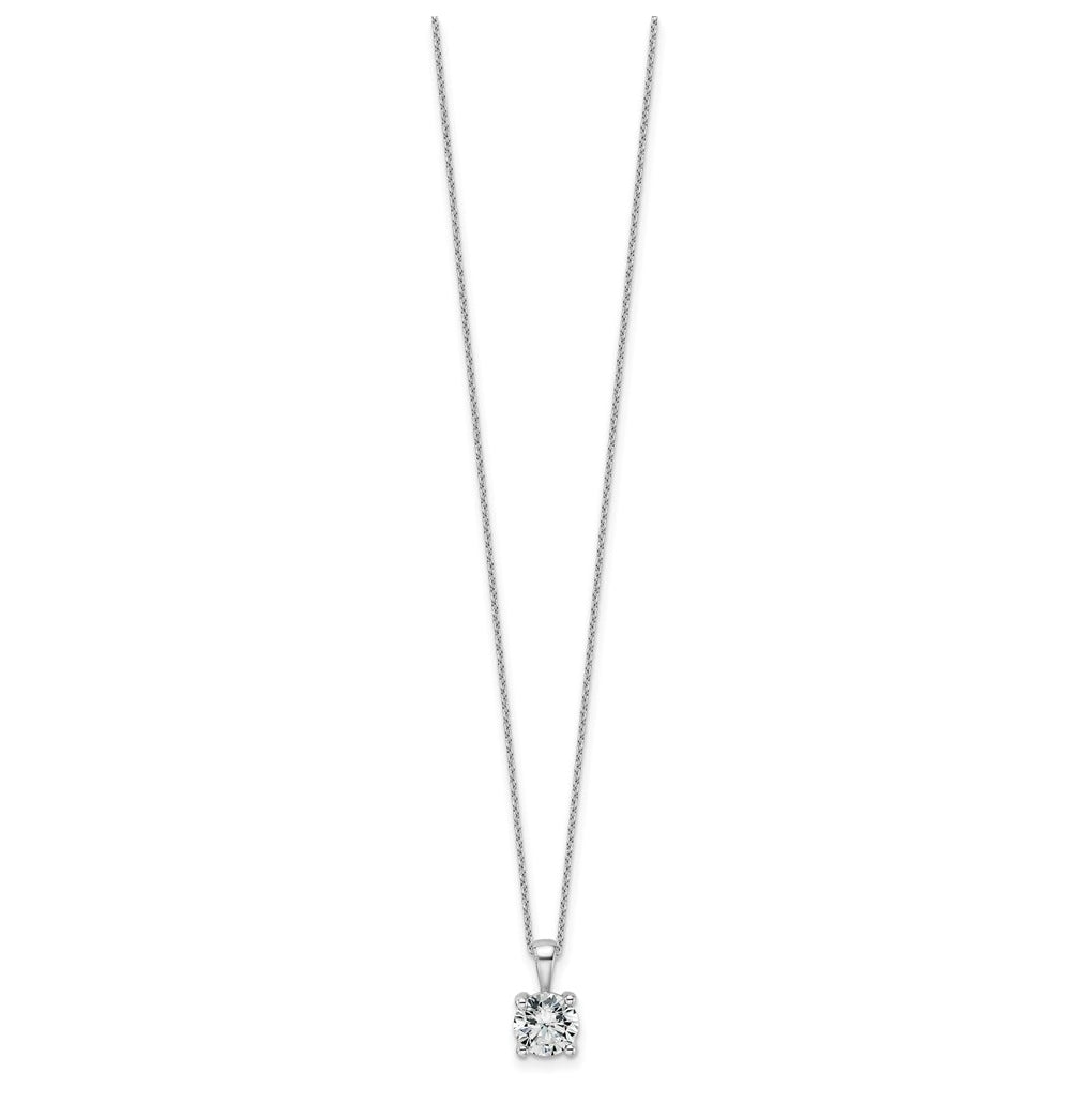 14K Yellow Or White Gold Lab Grown Diamond VS+ F+ Round Complete 18 inch Four Prong Pendant Necklace